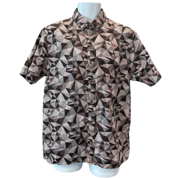 Hart‎ Schaffner Marx Geometric Button Shirt Men’s Large Cotton Tencel - Picture 1 of 4